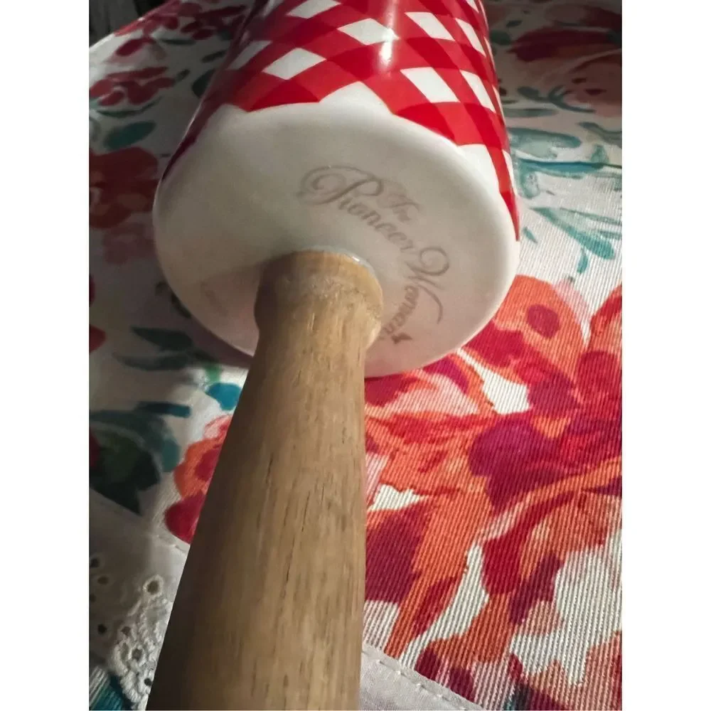 Unused Pioneer Woman Charming Check Rolling Pin Rare! - Picture 2 of 4